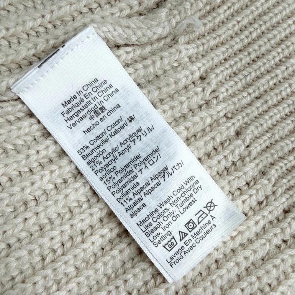 J. Crew Ribbed V-Neck Cardigan Sweater Beige Size Large Oversized Fit